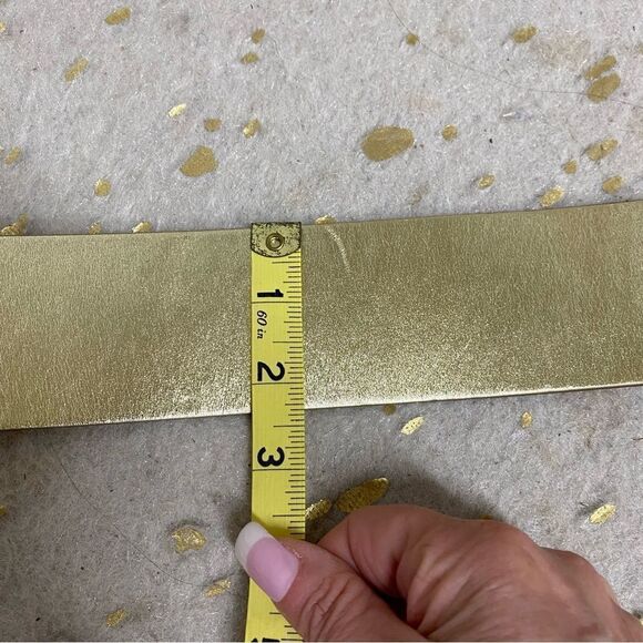 Patrizia Pepe gold genuine leather maxi in Italy wide buckle belt M main image 7